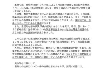 愛媛県より新型コロナウイルスに関する「感染警戒期」への切り替えについて