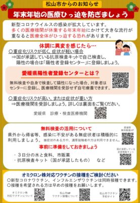 年末年始の医療ひっ迫を防ぎましょうのサムネイル