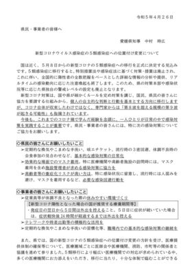 050426_県民・事業者の皆様へのお手紙（５類感染症への移行）のサムネイル